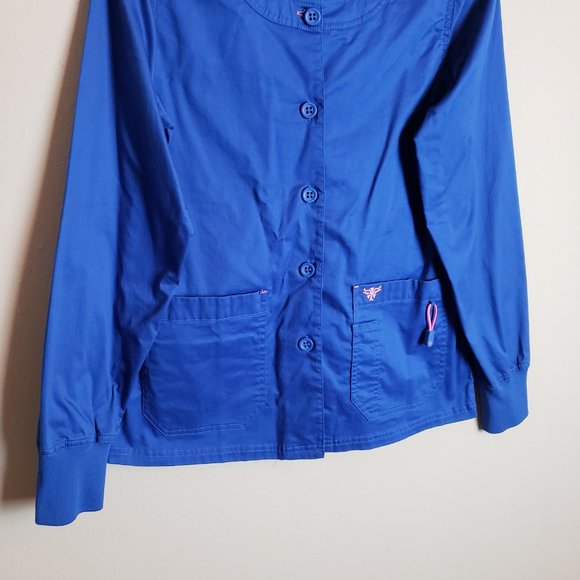 Med Couture Royal Blue Button Down Scrub Jacket Coat XS - Picture 3 of 10